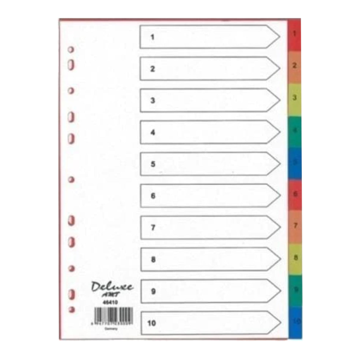 Deluxe Divider Manila Colored A4, with numbers 1-10