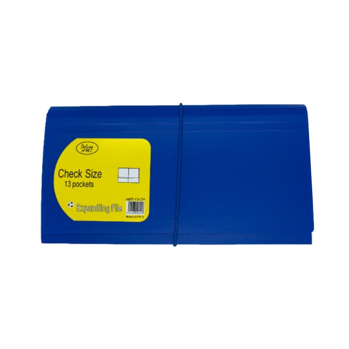 Deluxe Cheque Expanding File with elastic fastener, 13 Pockets, Blue