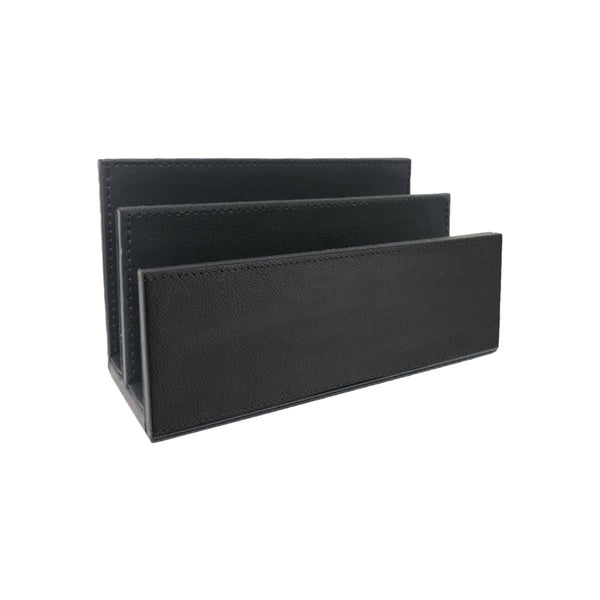 Konrad S. Desk Letter Rack, 18 x 7.5 x D10cm, PU Leather, Black - O ...