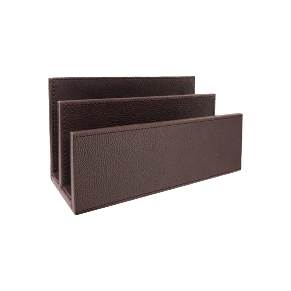 Konrad S. Desk Letter Rack, 18 x 7.5 x D10cm, PU Leather, Brown