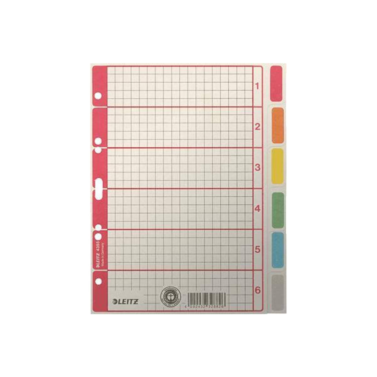 Leitz Divider Manila Colored  A5, 6 Tabs
