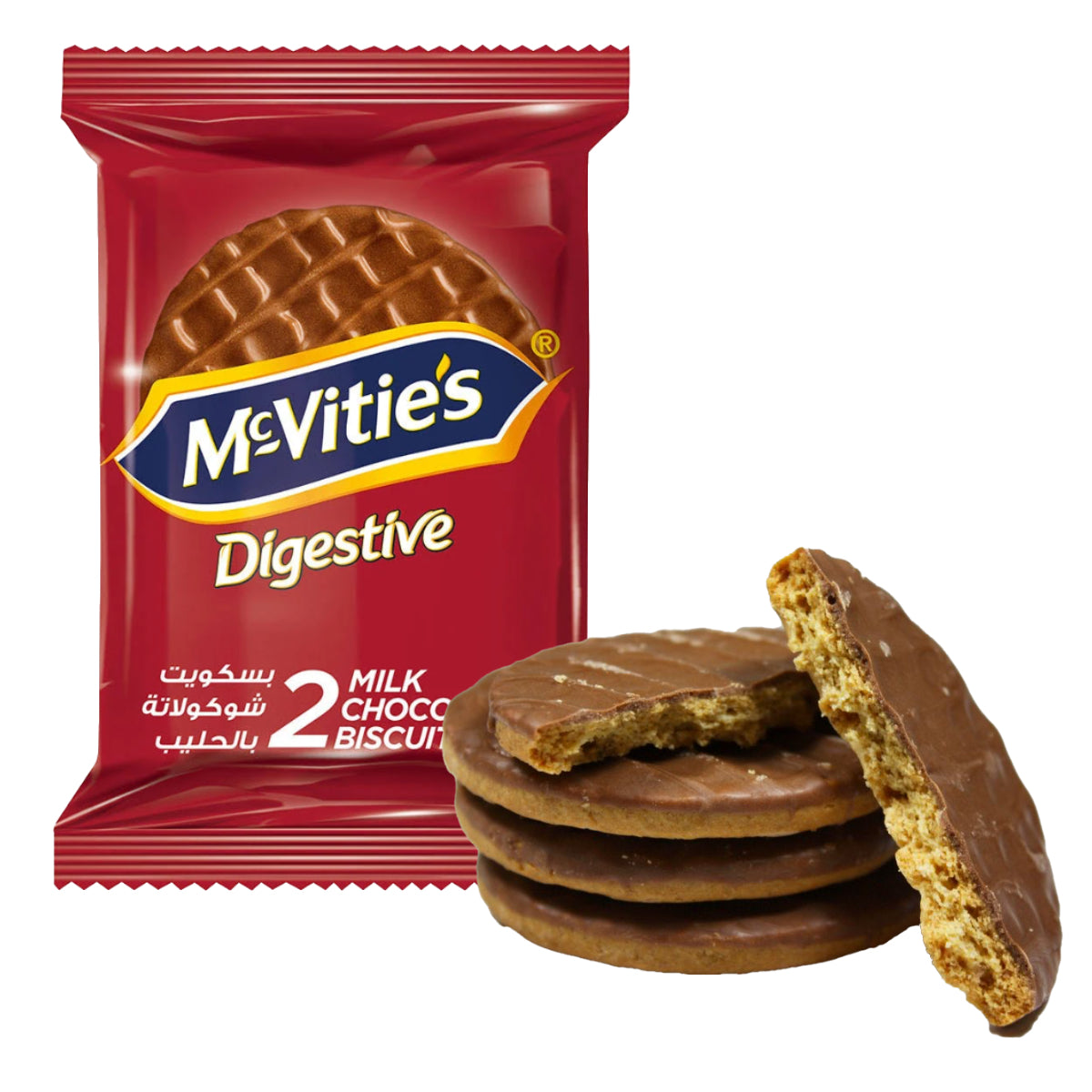 McVitie's Digestive Wheat Biscuits Covered in Milk Chocolate, 33.3g, 12/pack