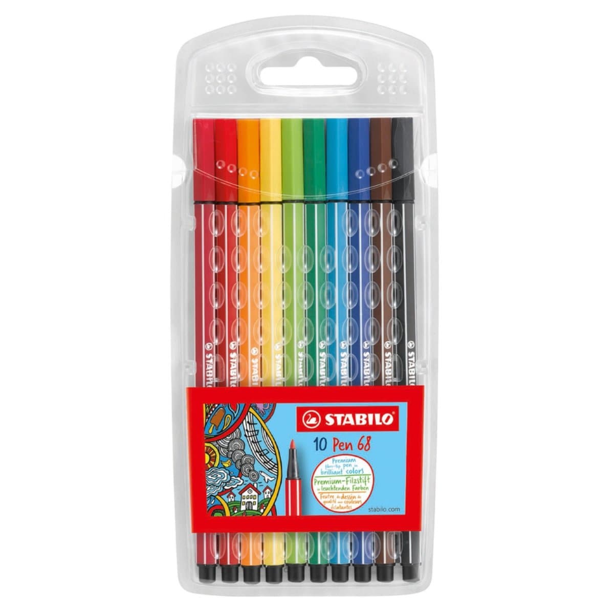 Stabilo Pen 68 Color Fibre-Tip Pen, 1mm, 10/pack