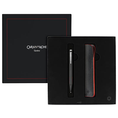 CARAN d'ACHE ECRIDOR RACING Gift Set Ballpoint Pen with Leather Pouche, 0.25mm, Black/Red