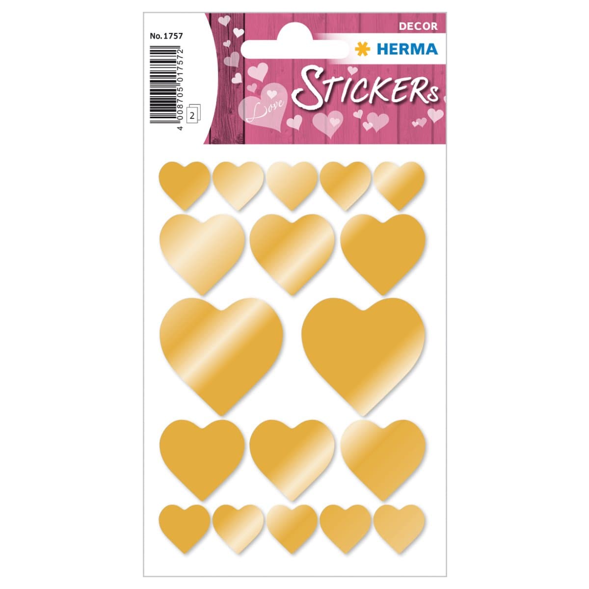 Herma Decor Stickers HEARTS, 2 sheets/pack, Gold