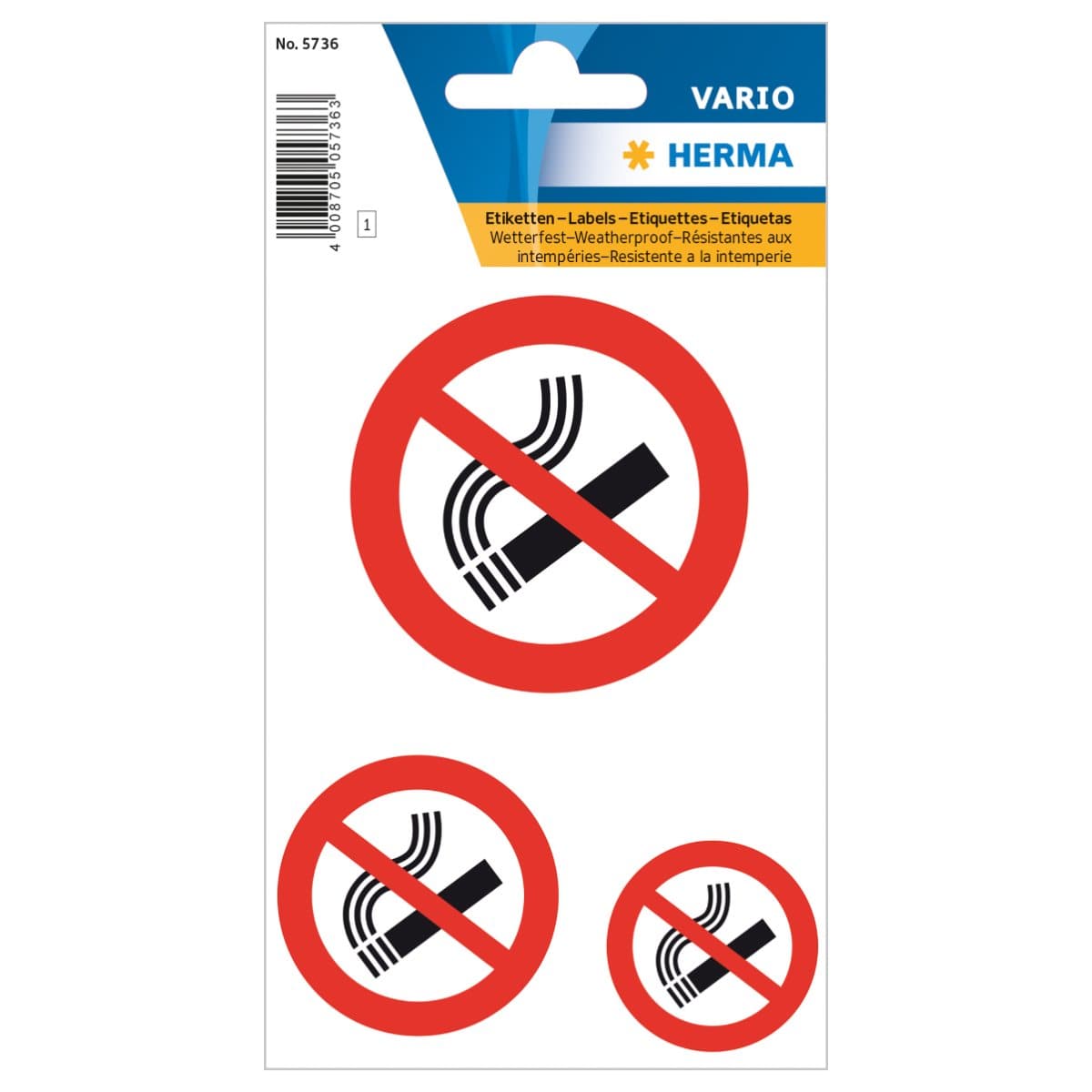 Herma Vario Sticker Sign, DO NOT SMOKE, weatherproof film, 3/pack
