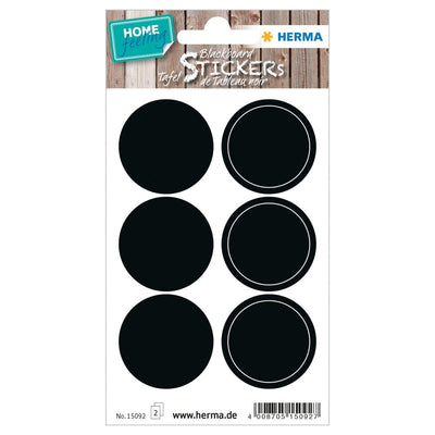 Herma Home Blackboard Sticker, Round Labels, 12/pack, Black