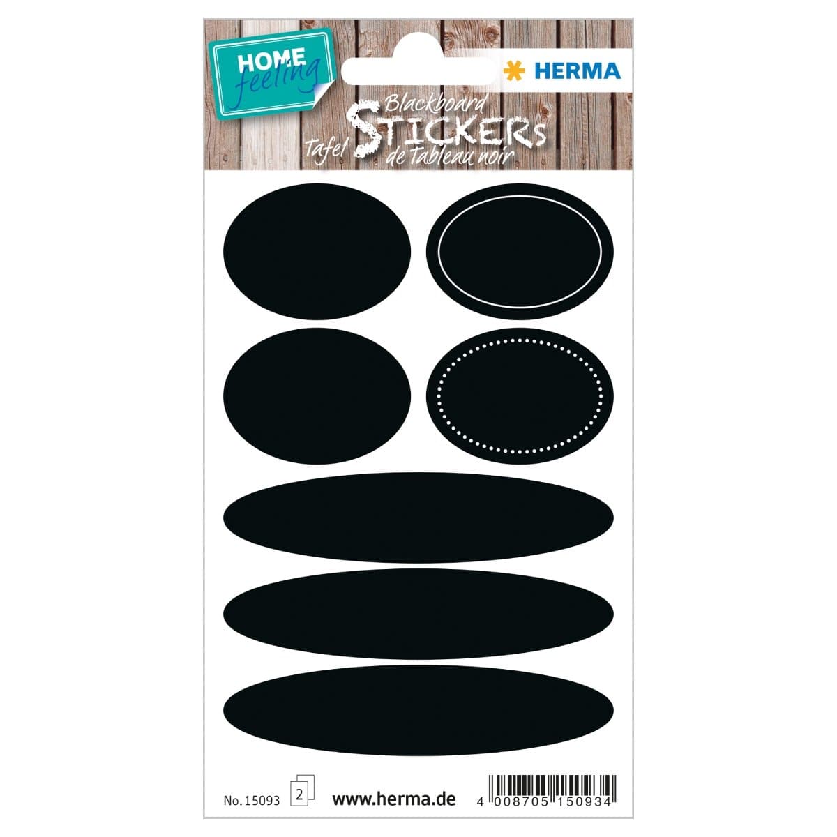 Herma Home Blackboard Sticker, Oval Labels, 14/pack, Black