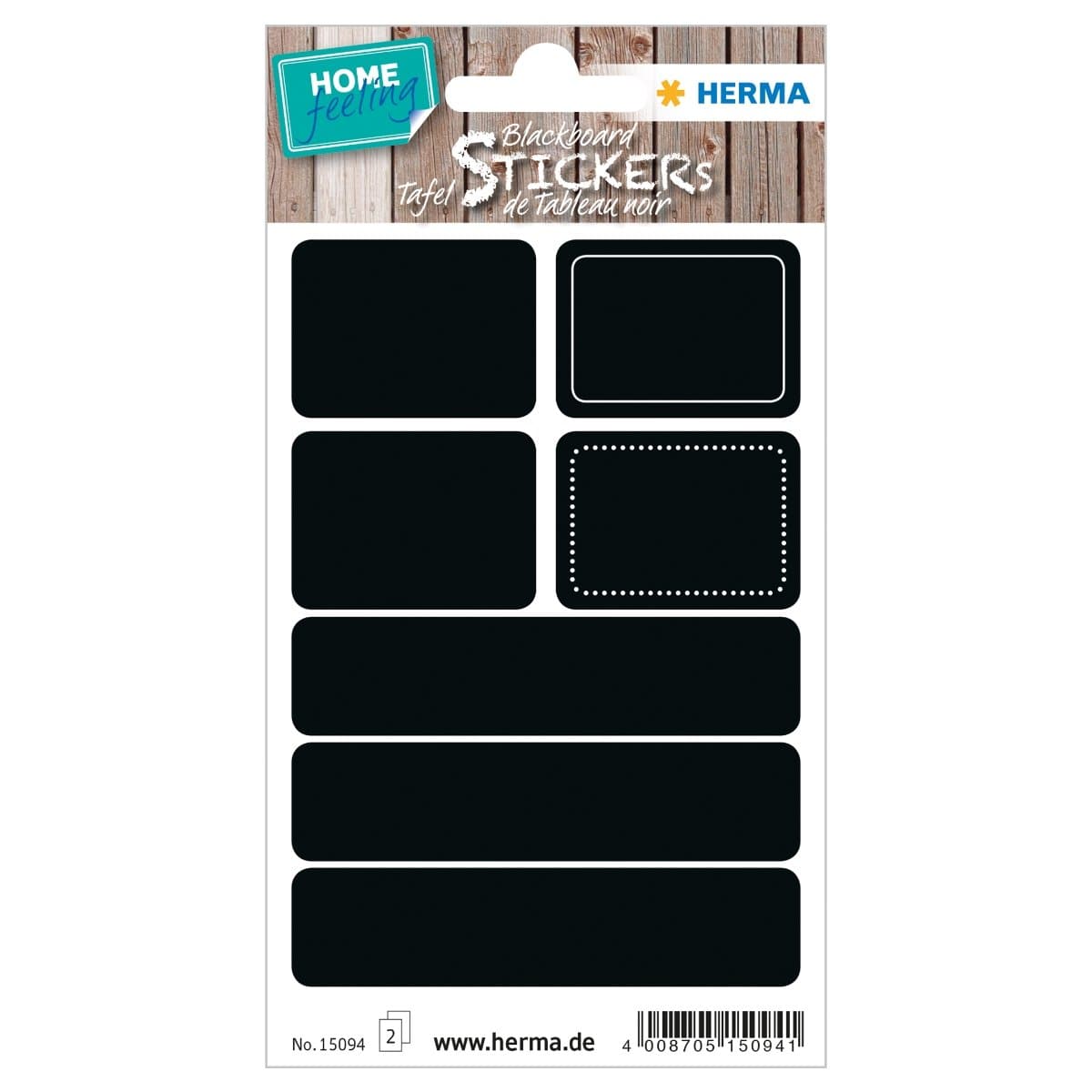 Herma Home Blackboard Sticker, Rectangle Labels, 14/pack, Black