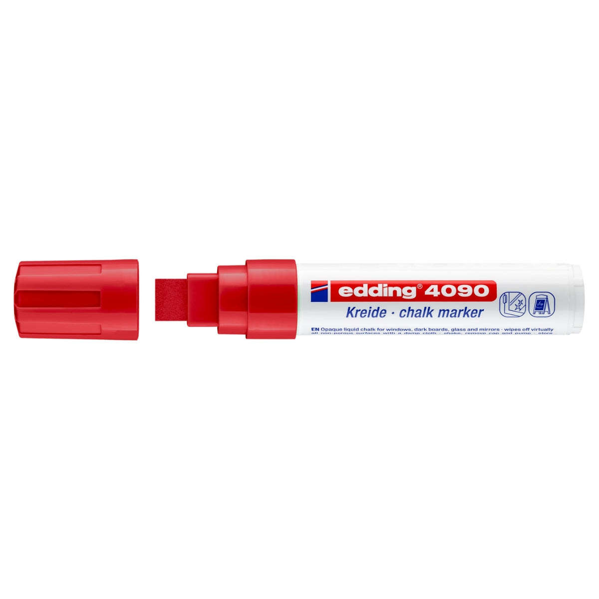 edding 4090 Chalk Marker, 4-15mm Chisel, Red