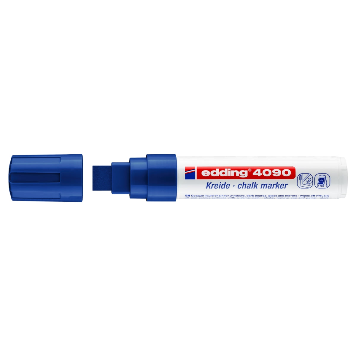 edding 4090 Chalk Marker, 4-15mm Chisel, Blue