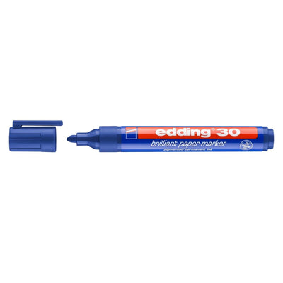 edding 30 Brilliant Paper Marker, 1.5-3mm Bullet Tip, Blue