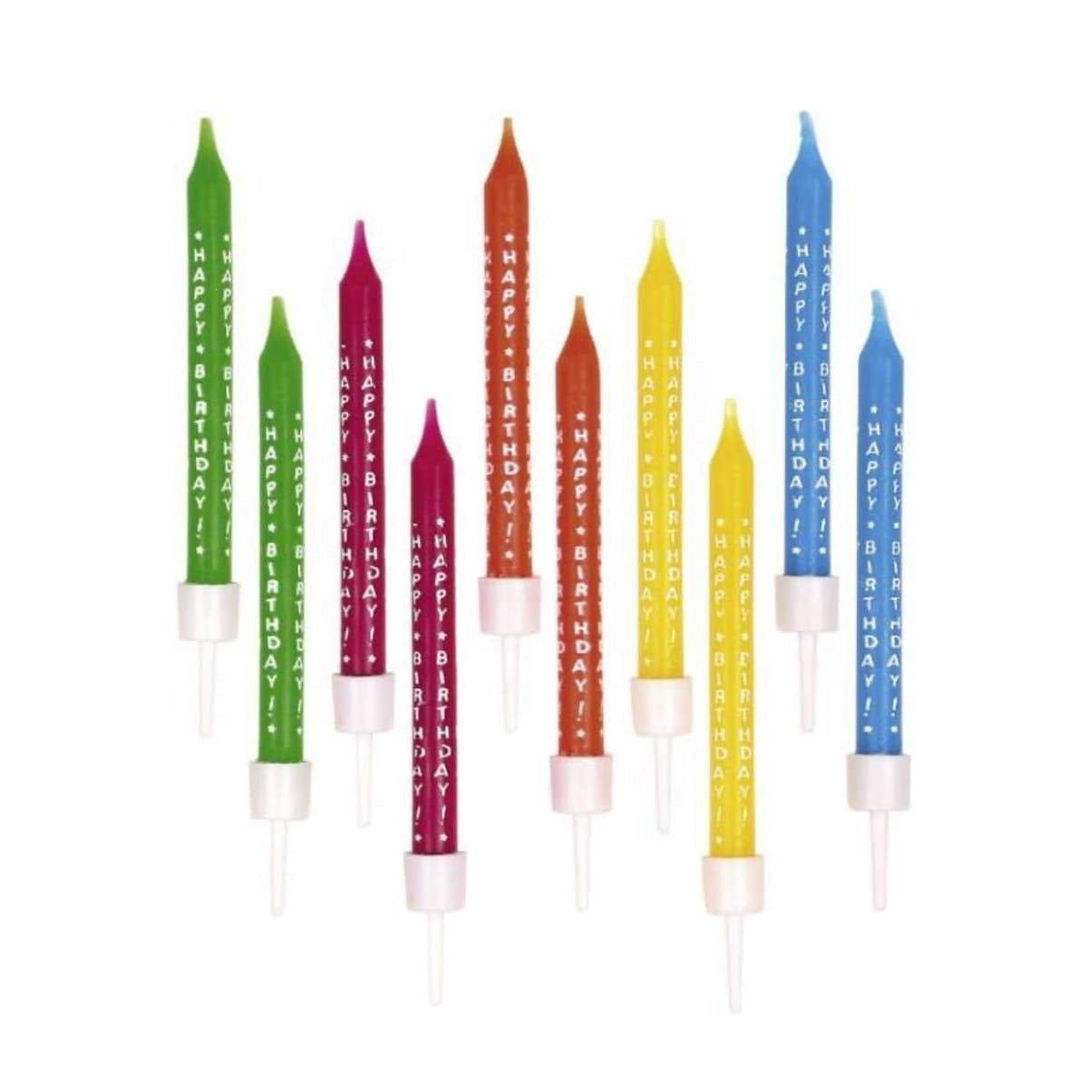 HAPPY BIRTHDAY Cake Candles, 10/pack, Assorted Colors
