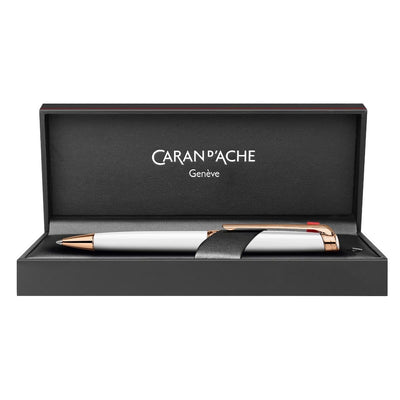 CARAN d'ACHE LEMAN WHITE  Ballpoint Pen, White Rose Gold-Plated