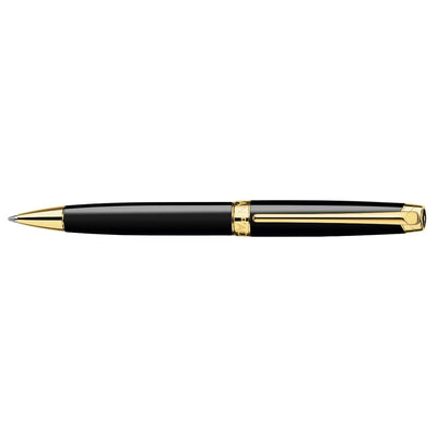 CARAN d'ACHE LEMAN EBONY BLACK Ballpoint Pen, Black/Gold Plated