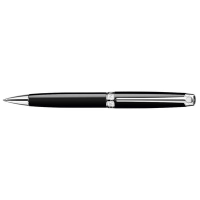 CARAN d'ACHE LEMAN EBONY BLACK Ballpoint Pen, Black/Silver Plated