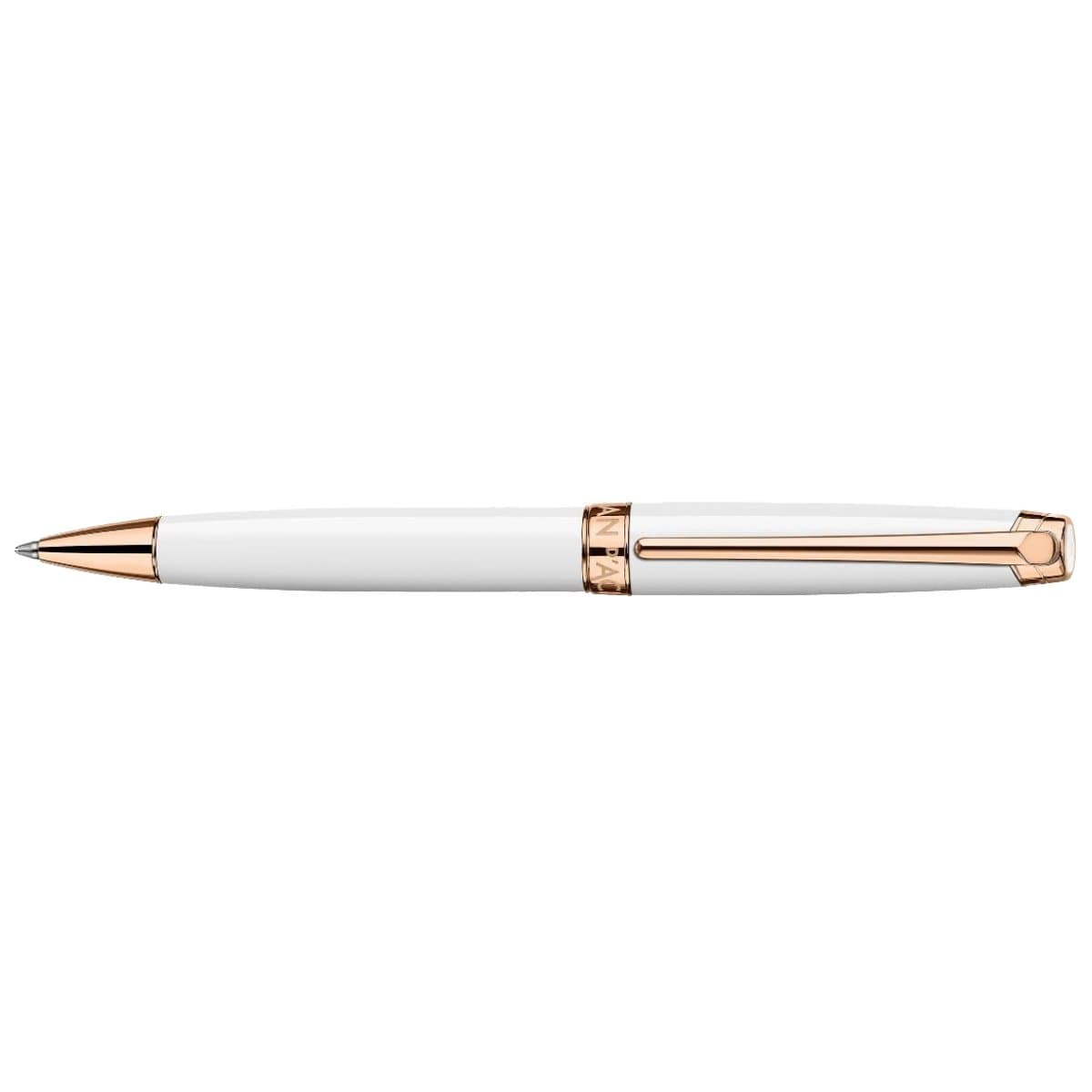 CARAN d'ACHE LEMAN WHITE  Ballpoint Pen, White Rose Gold-Plated