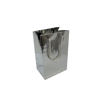 Paper Gift Bag, Croco Glossy, Silver