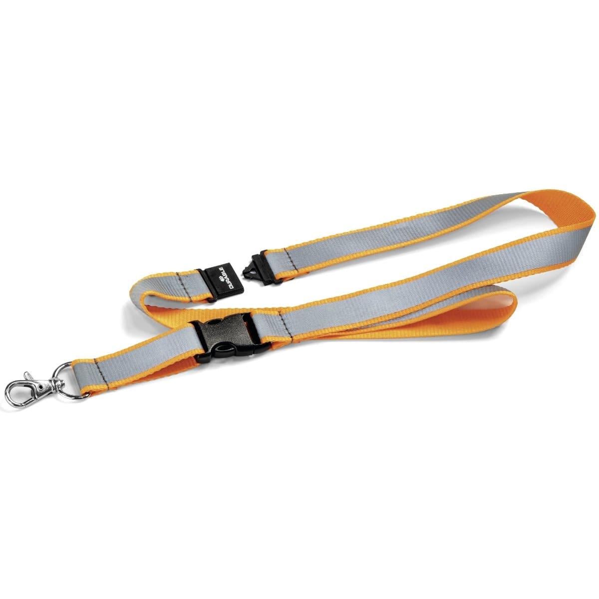 Durable Reflective Textile Lanyard 20 mm, Orange/Silver