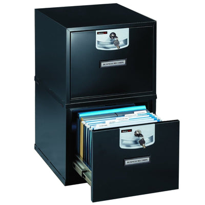 Sentry U2101 Fire-Resistant Stackable Filing Cabinet, Key Lock, Black