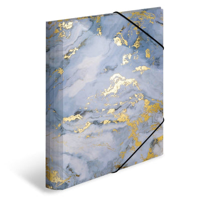 Herma SPARKLING MARBLE Folder A4 with elastic fastener, Blue/Gold