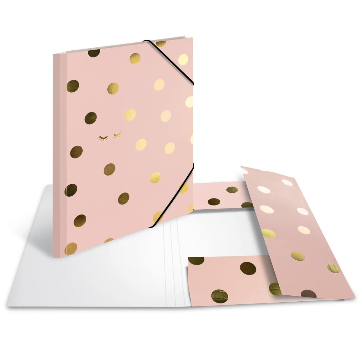 Herma SPARKLING DOTS Folder A4 with elastic fastener, Rose/Gold