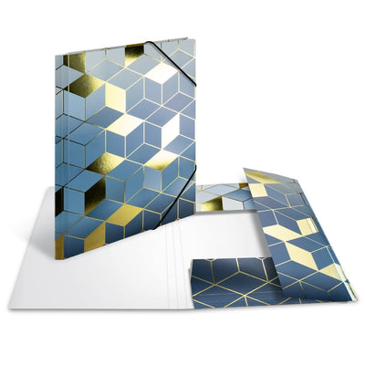 Herma SPARKLING CUBES Folder A4 with elastic fastener, Blue/Gold