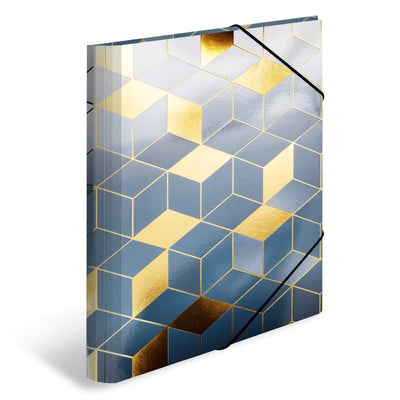 Herma SPARKLING CUBES Folder A4 with elastic fastener, Blue/Gold