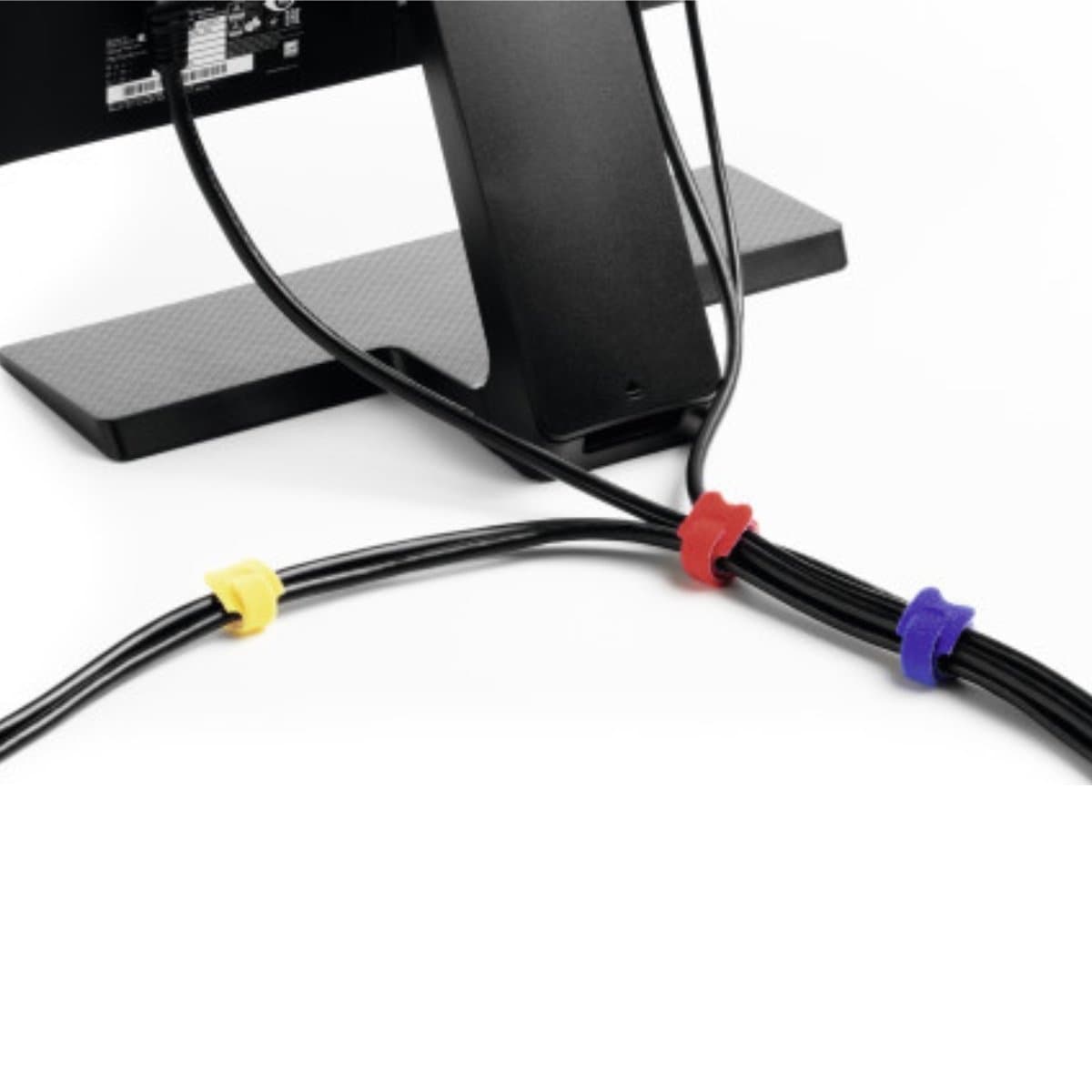 Durable CAVOLINE Hook & Loop Cable Ties,  10 x 200 mm, 5/pack, Assorted Colors