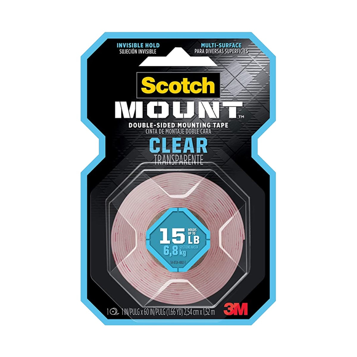 3M Scotch Clear Mounting Tape 410P, Heavy Duty, 1 x 60 inches