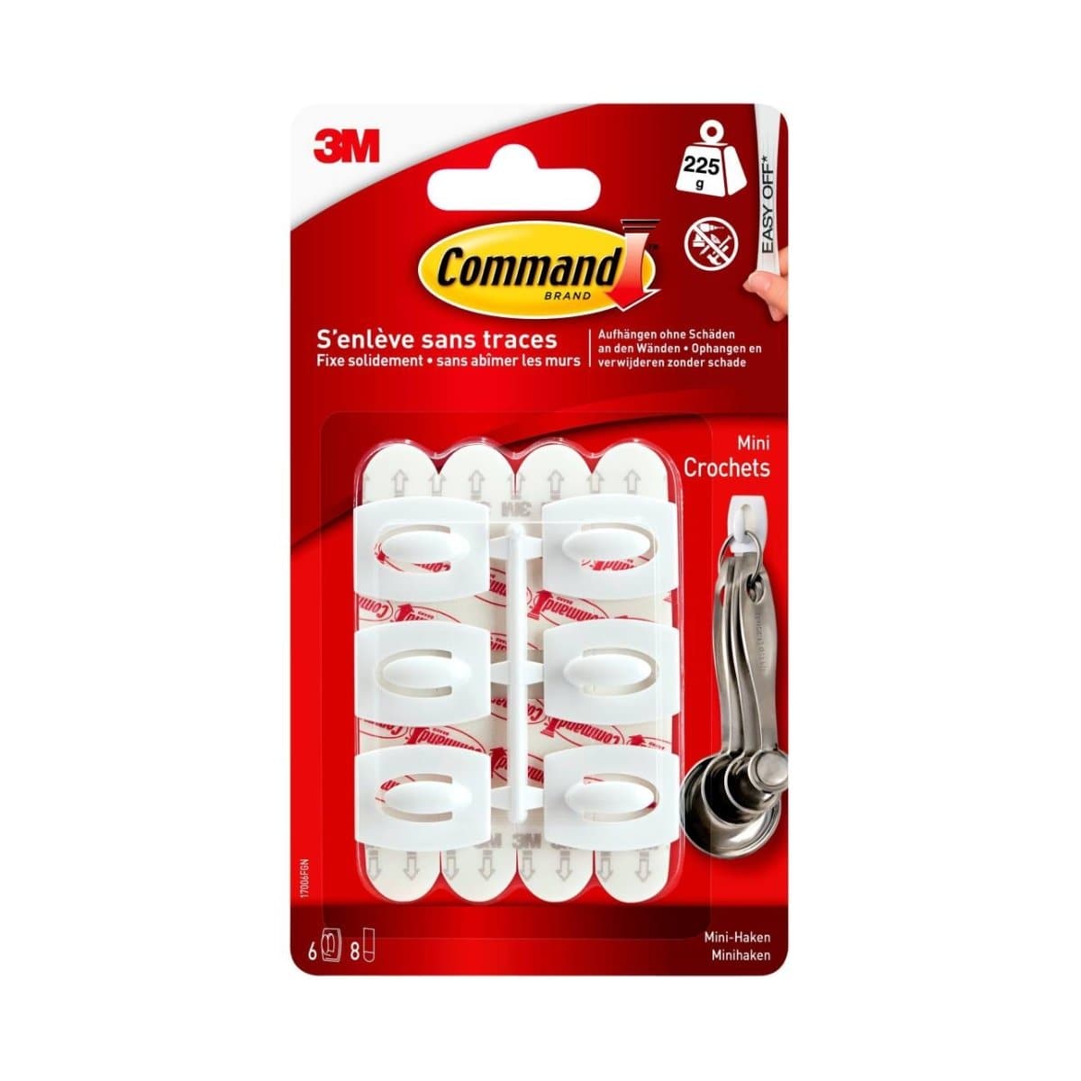 3M Command Mini Hooks, 6/pack, White