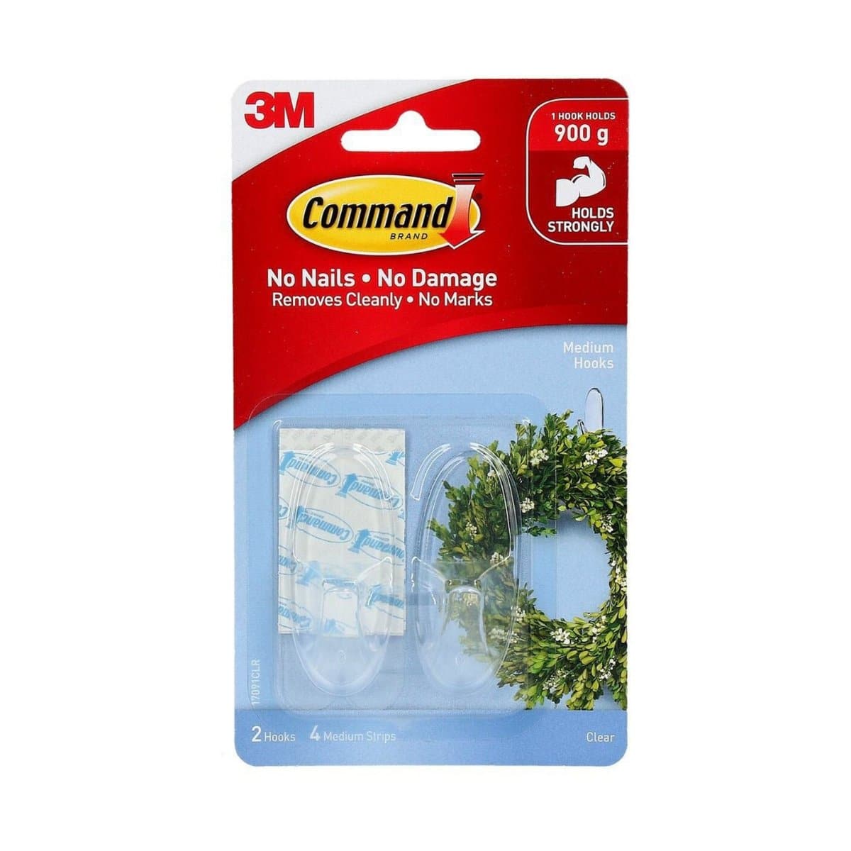 3M Command Medium Hooks, 2/pack, Clear Office One LLC
