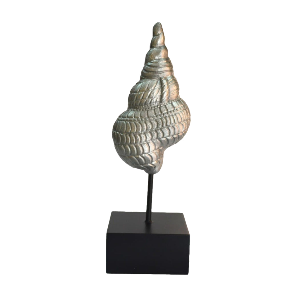 Deco Sculpture Sea Snail on aluminum stand, 100x305mm, Silver/Black