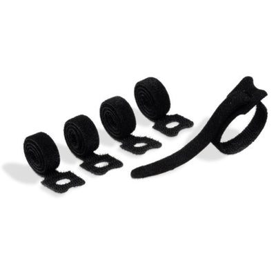 Durable CAVOLINE Hook & Loop Cable Ties,  10 x 200 mm, 5/pack, Black