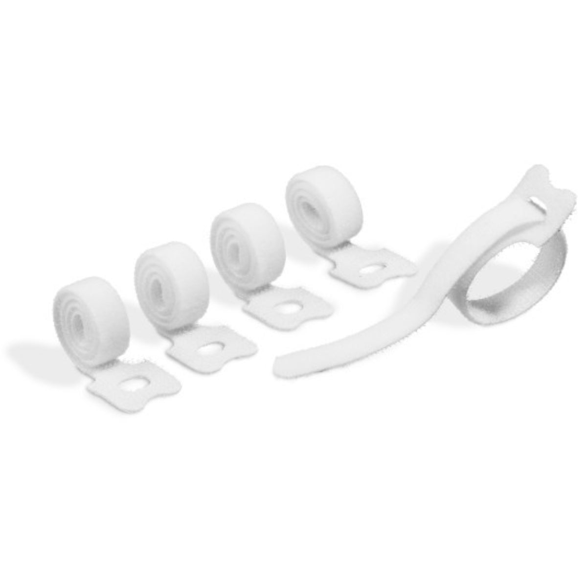 Durable CAVOLINE Hook & Loop Cable Ties,  10 x 200 mm, 5/pack, White