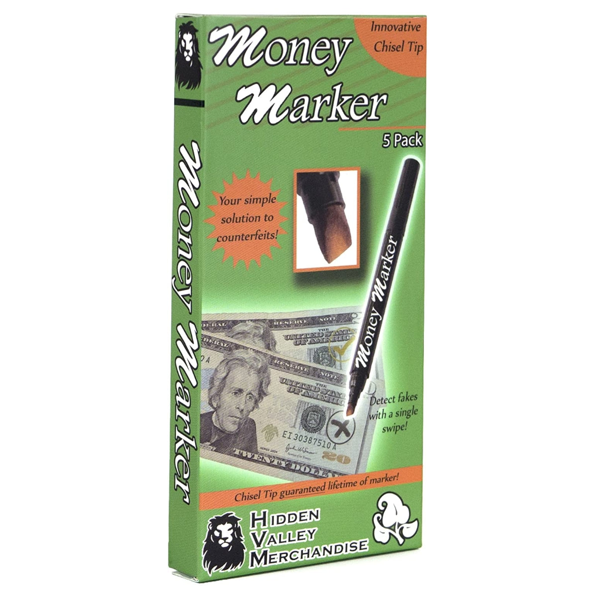 Money Marker Counterfeit Detector Pen, 5/pack
