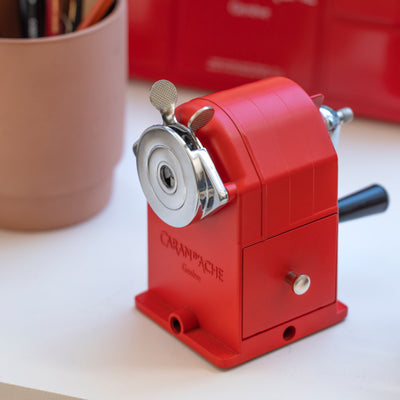 CARAN d'ACHE Metal Rotary Pencil Sharpener VINTAGE, Red