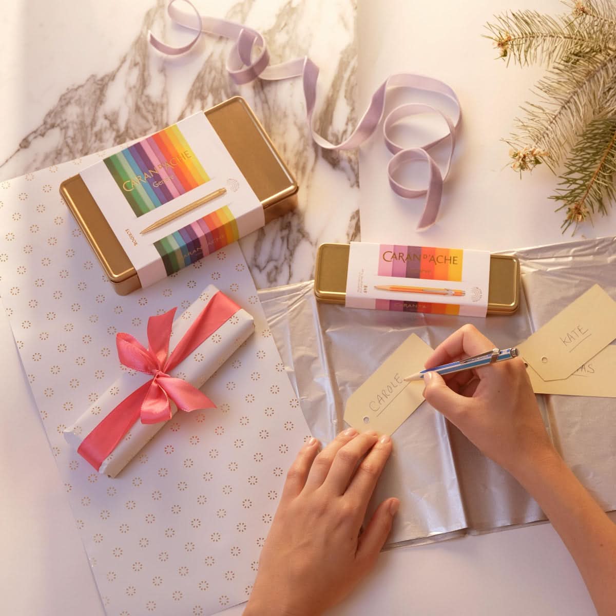 CARAN d'ACHE ECRIDOR SUNLIGHT Gift Set, Ballpoint Pen & Leather Case - Limited Edition