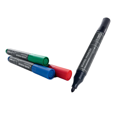 Sigel Glass Board Markers, 2-3 mm round nib, 4/set, Blue/Red/Green/Black