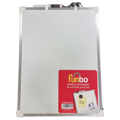 Funbo Double Sided Magnetic White Board with Pen, Aluminum Frame