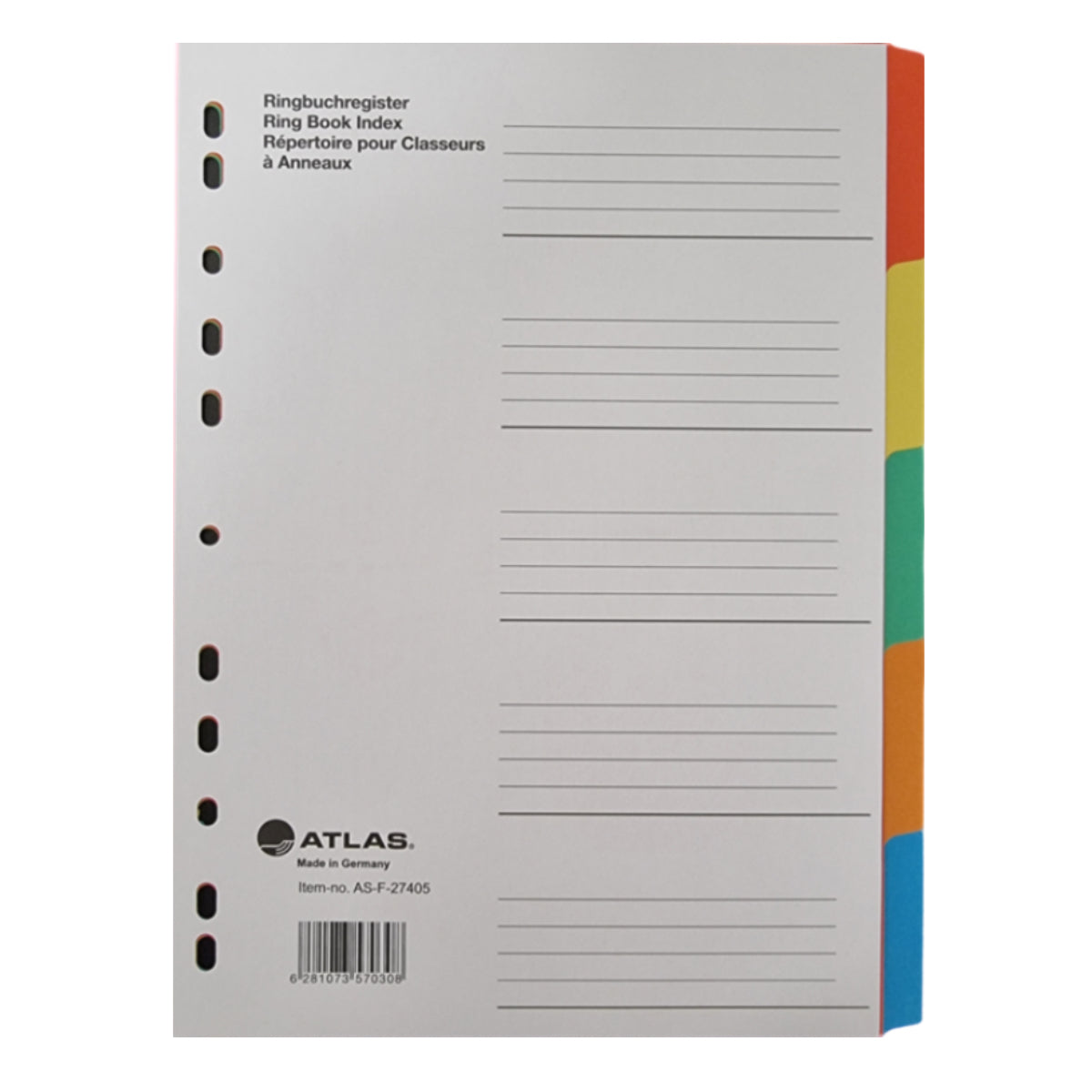 Atlas Divider Manila Colored A4,  5 Tabs