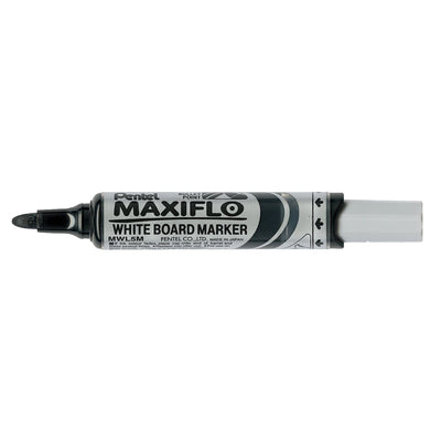Pentel Maxiflo White Board Marker, Bullet Point 2.5mm, 12/box, Black