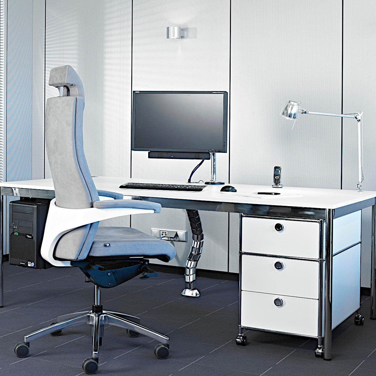 White desk under shop 100