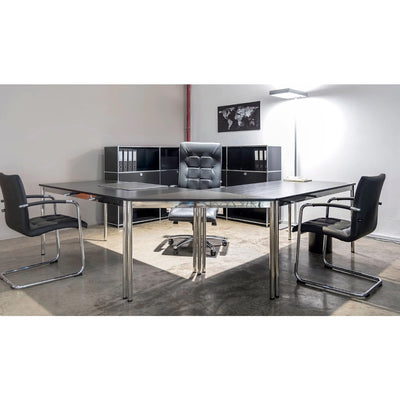 System4 Executive Desk / Conference Table 200 x 100 cm, Chrome Base, Tabletop MDF Wood, Available in White and Black