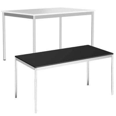System4 Executive Desk / Conference Table 200 x 100 cm, Chrome Base, Tabletop MDF Wood, Available in White and Black