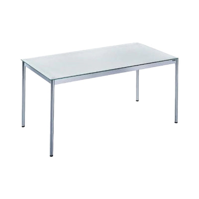 System4 Desk 120 x 80 cm, Chrome Base, Tabletop Glass White