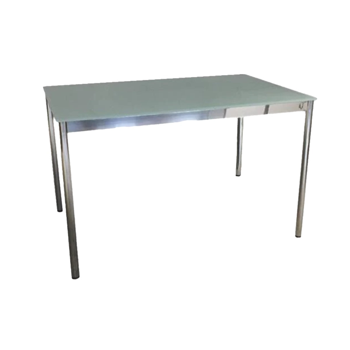 System4 Desk 120 x 80 cm, Chrome Base, Tabletop Glass Satin