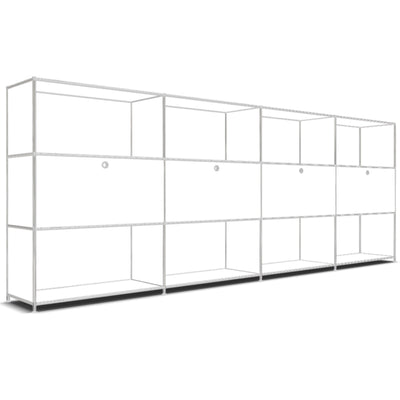 System4 Roomdivider with Hatches, 303 x 118 x 40 cm, White