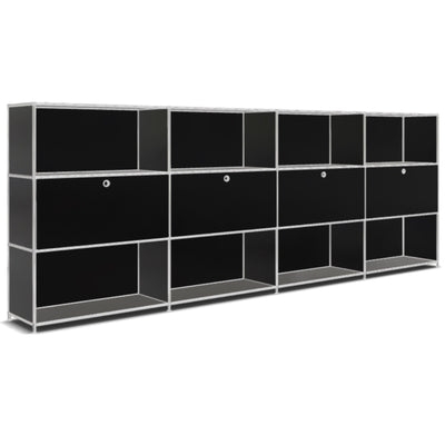 System4 Roomdivider with Hatches, 303 x 118 x 40 cm, Black