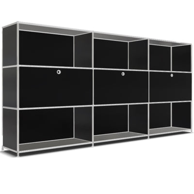 System4 Roomdivider with Hatches, 228 x 118 x 40 cm, Black